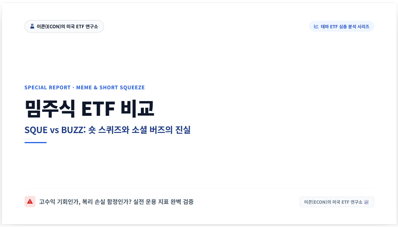 밈주식 ETF 비교 SQUE vs BUZZ 숏 스퀴즈 및 소셜 버즈 ETF 핵심 지표 분석 썸네일